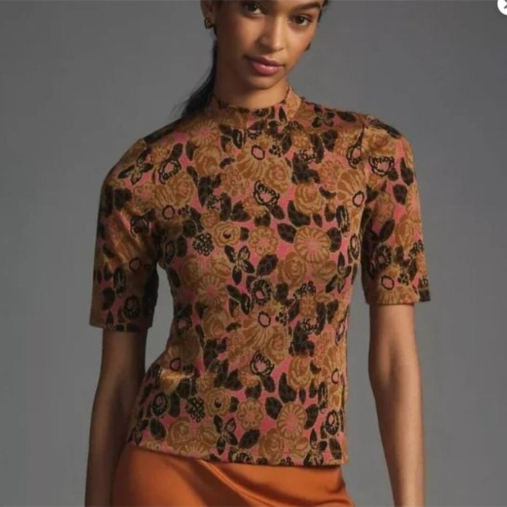 Maeve by Anthropolgy mock short sleeved shirt